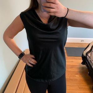Black cowl-neck top